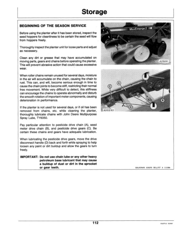 John Deere MaxEmerge 2 Plate Metering Units (7200, 7240, 7300, 7340) Operator’s Manual (OMH136459) Workshop Guide