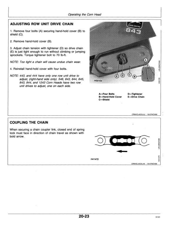 John Deere 40 Series Corn Heads (4420, 4425, 4435, 6620, 7720, 8820, 9400, 9500 & 9600 Combines (610001- ) North America Operator’s Manual (OMH146143) Workshop Guide