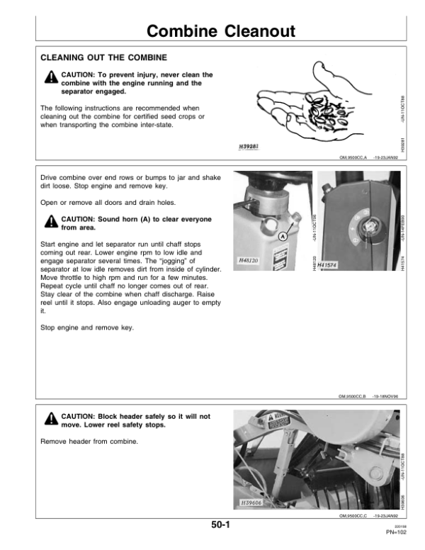 John Deere CTS Combine (667456-) Operator’s Manual (OMH163084) Workshop Guide