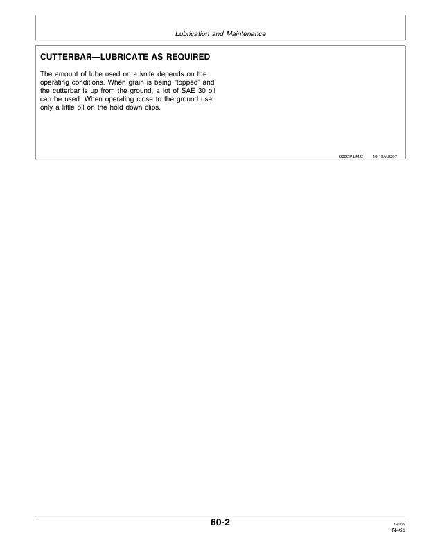 John Deere 900 Series Flex, Rigid Cutting Platforms (Models: 920, 922, 925) Operator’s Manual (OMH165370) Workshop Guide