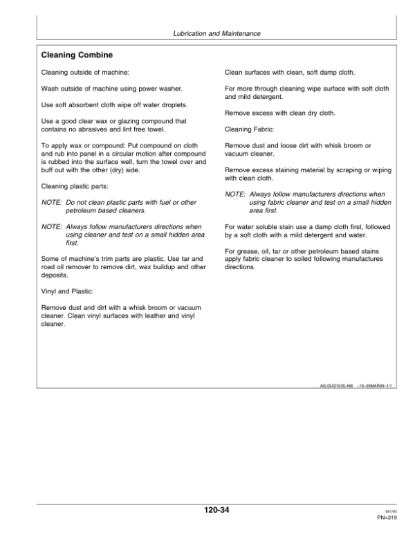 John Deere 9650 CTS Combine (690401-) Operator’s Manual (OMH175214) Workshop Guide