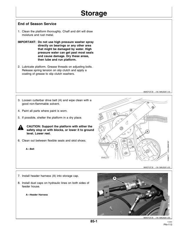 John Deere 900 Flex, 900 Rigid Series Cutting Platforms (-695400) Operator’s Manual (OMH175277) Workshop Guide