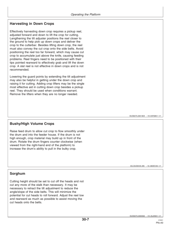 John Deere 925D, 930D, & 936D Draper Platforms North America (696151-701150) Operator’s Manual (OMH202730) Workshop Guide