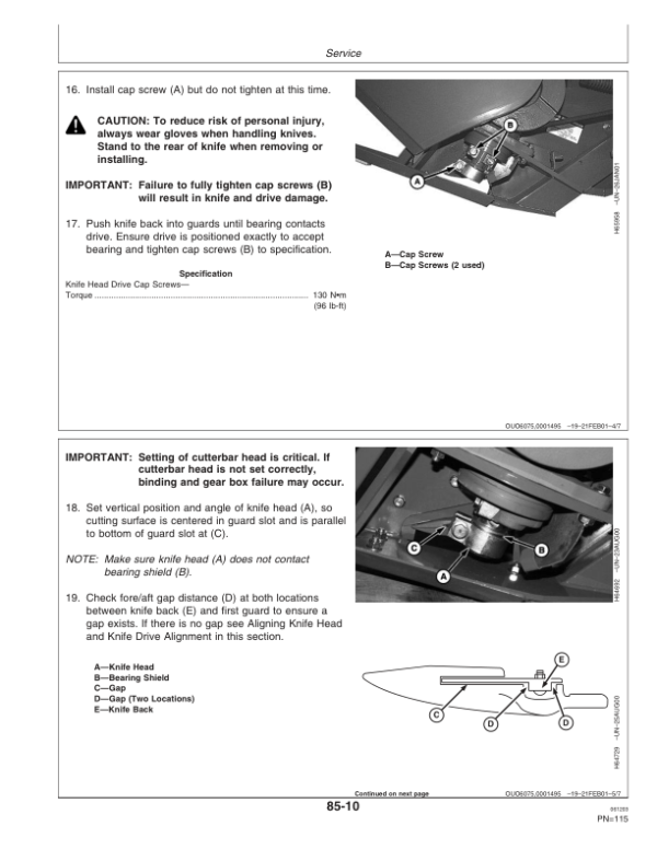 John Deere 925D Draper Platforms (705701-710700), 930D Draper Platforms (705851-710700), & 936D Draper Platforms (705851-710700) North America Operator’s Manual (OMH208499) Workshop Guide
