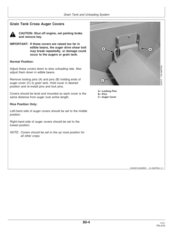 John Deere 9560 STS Combine (705251-) Operator’s Manual (OMH209832) Workshop Guide