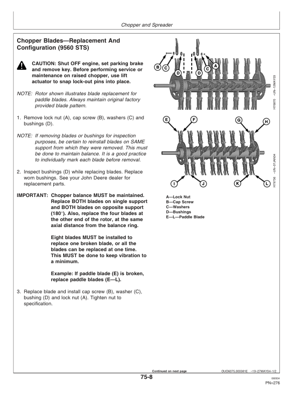 John Deere 9560STS (710251- ), 9660STS (710501-) & 9760STS (710601- ) Combines Operator’s Manual (OMH215847) Workshop Guide
