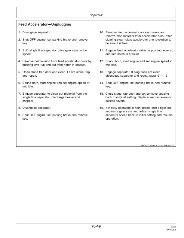 John Deere 9860 STS Combine (715601-) Operator’s Manual (OMH219445) Workshop Guide