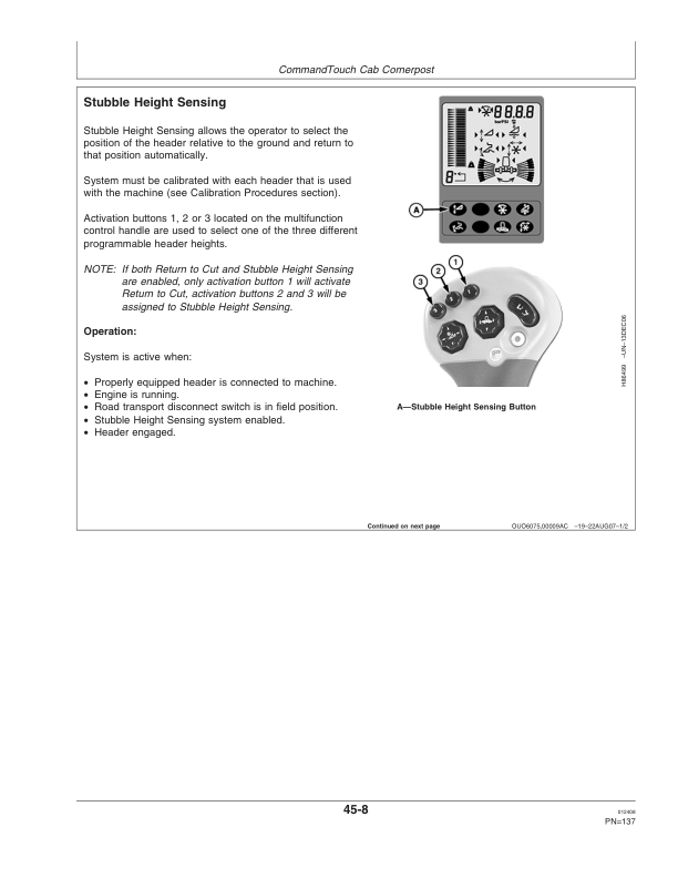 John Deere S560 STS Combine (725101-) Operator’s Manual (OMH231308) Workshop Guide