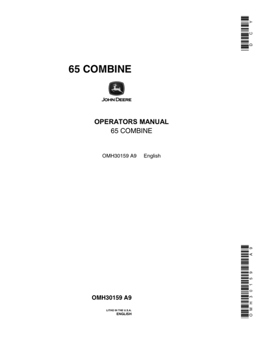 John Deere 65 Combine Operator’s Manual (OMH30159) Workshop Guide