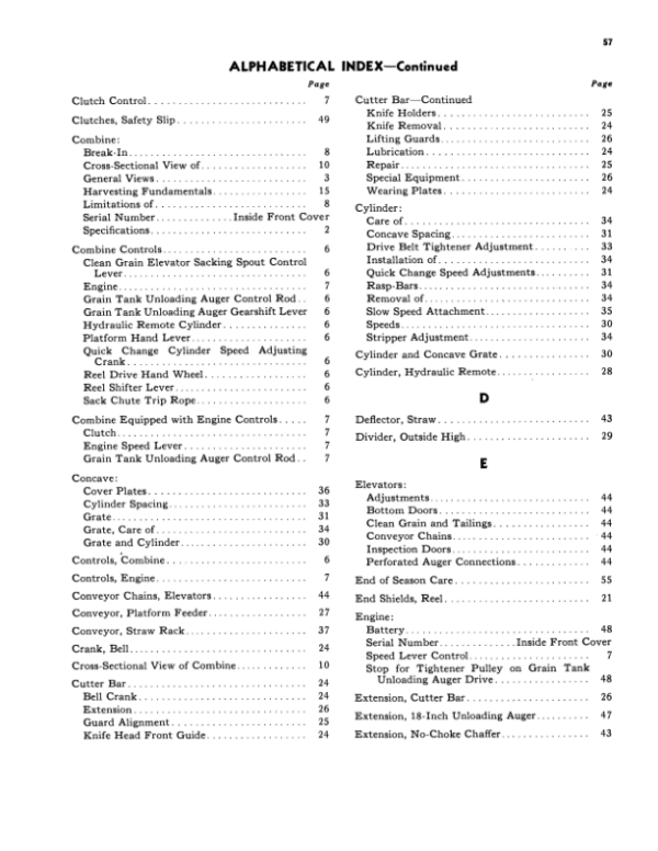 John Deere 30 Combine Operator’s Manual (OMH611159) Workshop Guide