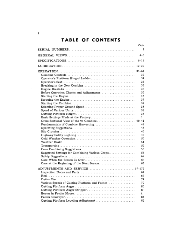 John Deere 95 Self-Propelled Combines (s.n. 4101- ) Operator’s Manual (OMH741158) Workshop Guide