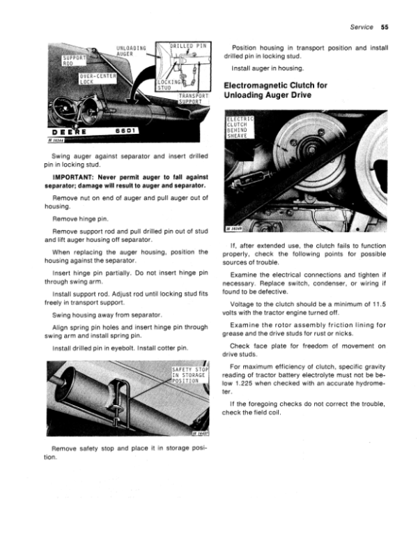John Deere 6601 Combine Operator’s Manual (OMH82644) Workshop Guide