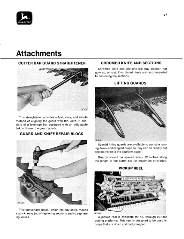 John Deere Combine Quik-Tatch Platforms Operator’s Manual (OMH84062) Workshop Guide