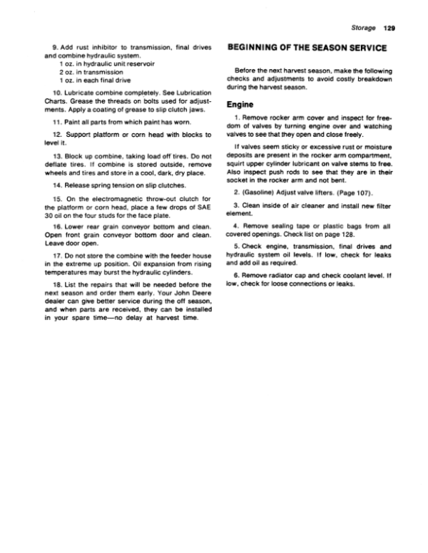 John Deere 4400 Combine Operator’s Manual (OMH84603) Workshop Guide