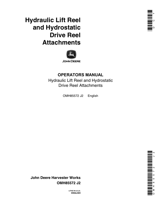John Deere Hydraulic Lift Drive Reel (1973-) Operator’s Manual (OMH85572) Workshop Guide