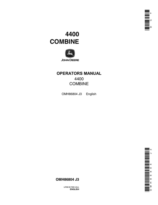 John Deere 4400 Combine (101301-) Operator’s Manual (OMH86804) Workshop Guide