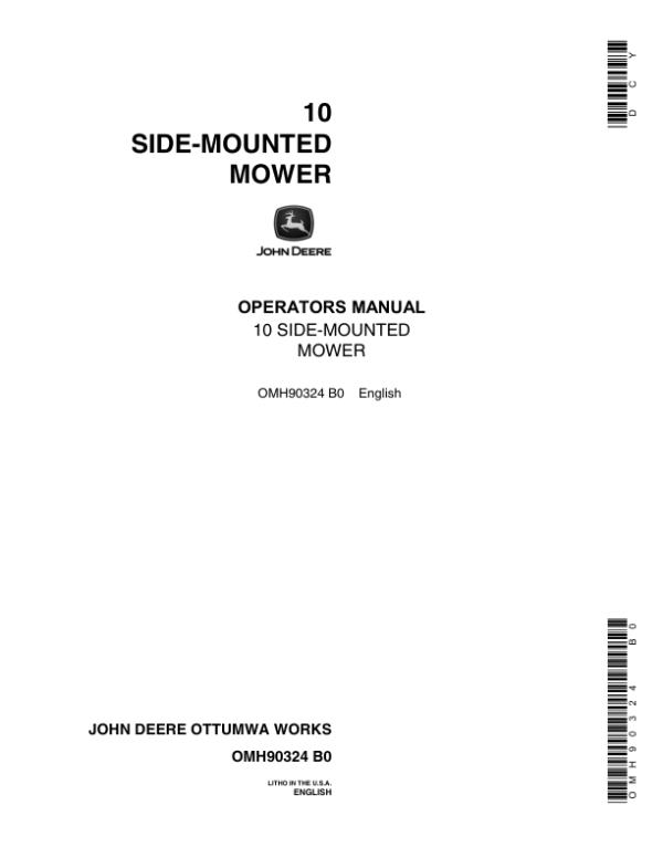 John Deere 10 Side-Mounted Mower Operator’s Manual (OMH90324) Workshop Guide