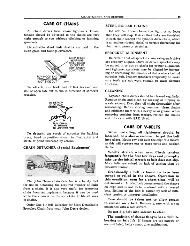 John Deere 55 Hi/Lo Combines Operator’s Manual (OMH90738) Workshop Guide