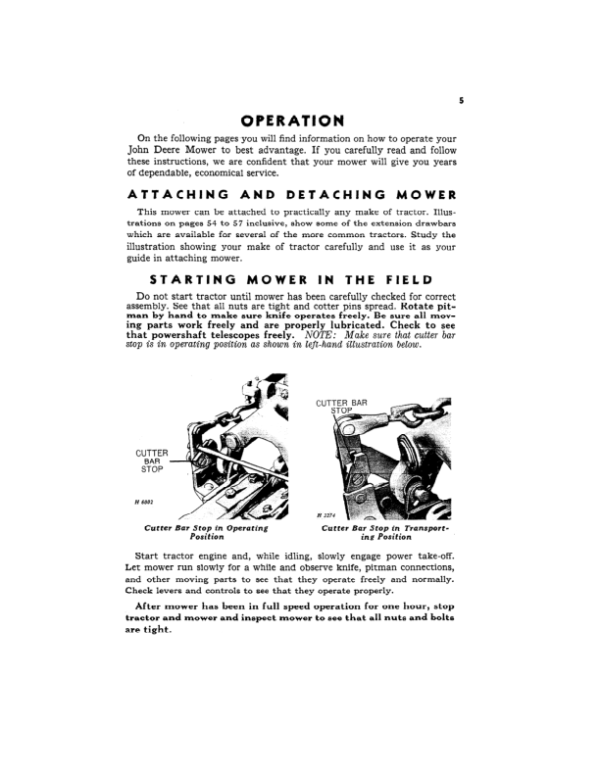 John Deere No. 8, No. 8W Caster-Wheel Mowers Operator’s Manual (OMH91129) Workshop Guide