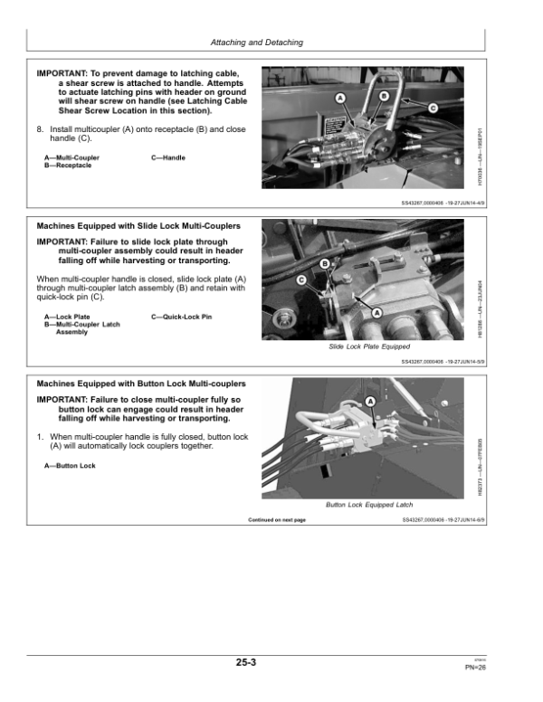 John Deere 600F Series – 620F, 622F, 625F, 630F & 635F Cutting Platforms (Export Edition) Operator’s Manual (OMHXE104484) Workshop Guide
