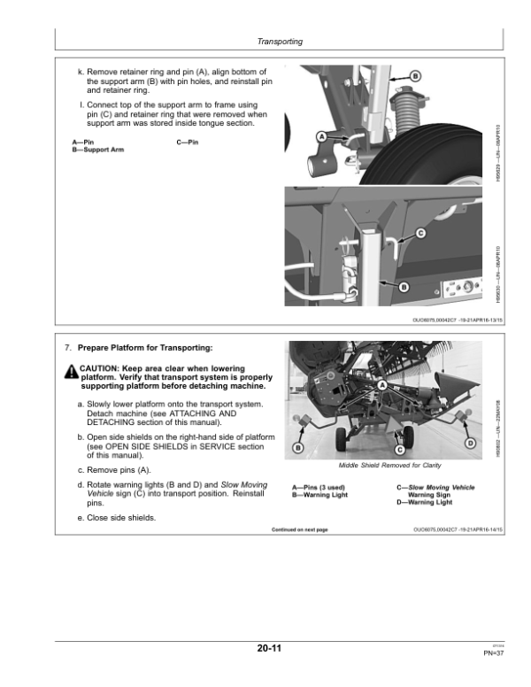 John Deere 600D Series – 625D, 630D, 635D & 640D Draper Platforms (North American) Operator’s Manual (OMHXE104523) Workshop Guide