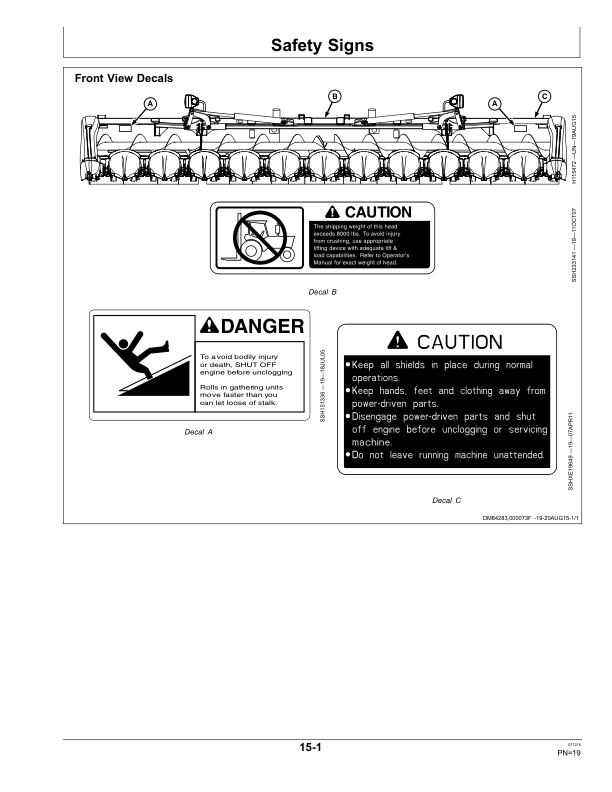 John Deere 612FC STALKMASTER Folding Corn Head (North American) Operator’s Manual (OMHXE104572) Workshop Guide