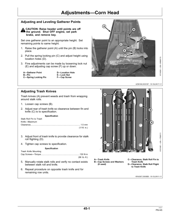 John Deere 700C Series Corn Heads Operator’s Manual (OMHXE119105) Workshop Guide