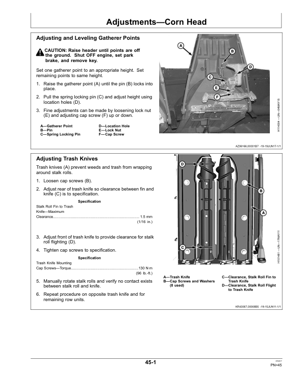John Deere 700C Series Corn Heads Operator’s Manual (OMHXE119105) Workshop Guide