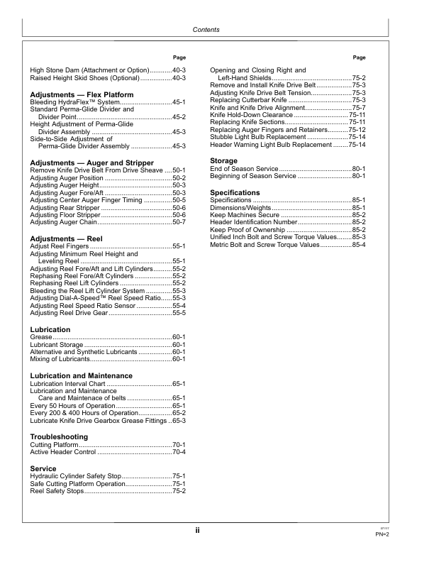 John Deere 600F Series Cutting Platforms 620F, 622F, 625F, 630F, 635F Operator’s Manual (OMHXE119127) Workshop Guide