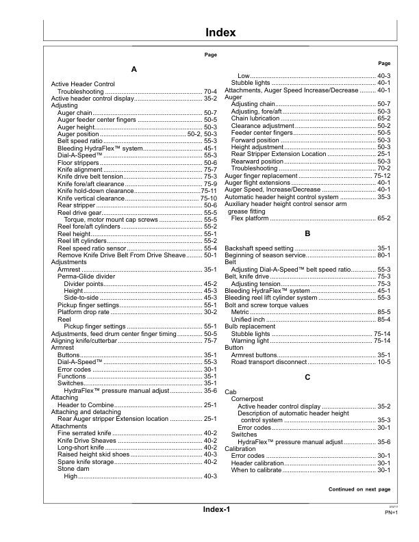 John Deere 600F Series Cutting Platforms 620F, 622F, 625F, 630F, 635F Operator’s Manual (OMHXE119128) Workshop Guide