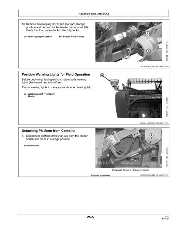 John Deere 600FD Series Flexible Draper Platforms 630FD, 635FD, 640FD, 645FD (800001-) (Export Edition) Operator’s Manual (OMHXE122514) Workshop Guide