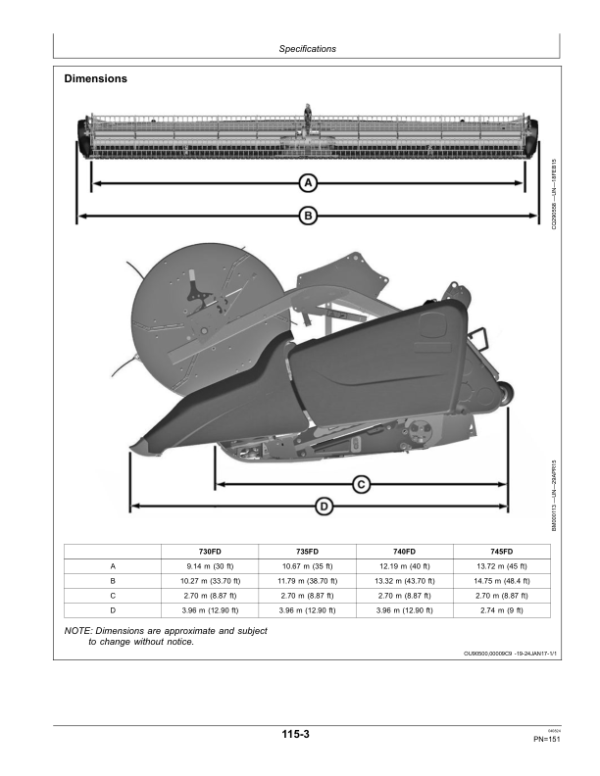 John Deere 730FD, 735FD, 740FD, 745FD Flexible Draper Platforms Operator’s Manual (OMHXE125084) Workshop Guide