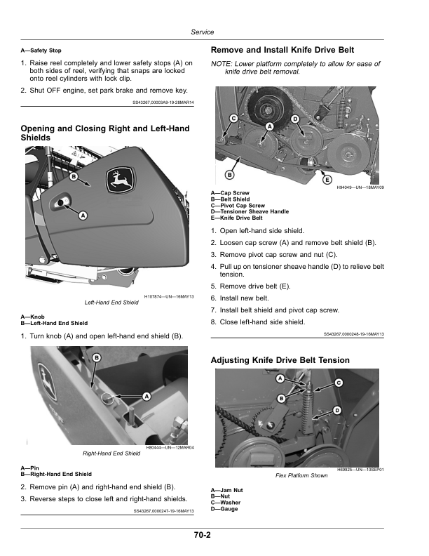 John Deere 620F, 622F, 625F, 630F & 635F Cutting Platforms Operator’s Manual (OMHXE127806) Workshop Guide