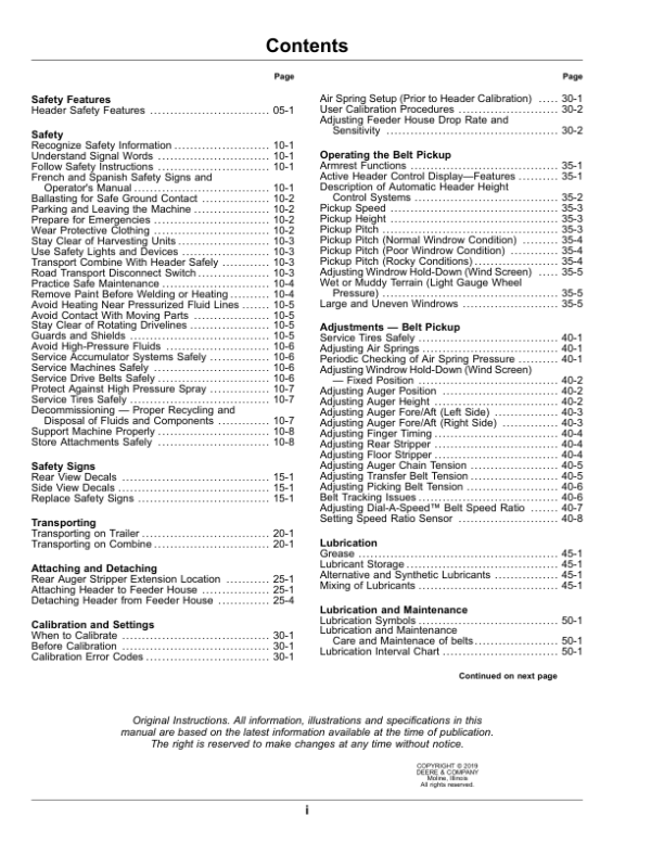 John Deere 615P Belt Pickup Operator’s Manual (OMHXE147019) Workshop Guide