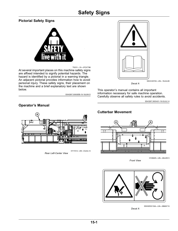 John Deere 725D, 730D, 735D, 740D Draper Platforms Operator’s Manual (OMHXE147794) Workshop Guide