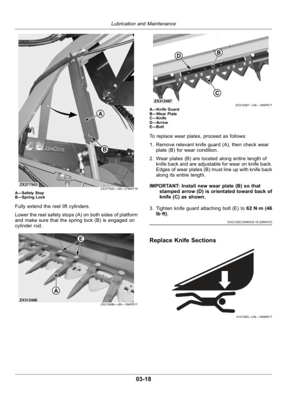 John Deere 616R, 618R, 620R, 622R, 625R, 630R, 635R Cutting Platforms (059000-) Operator’s Manual (OMHXE152190) Workshop Guide
