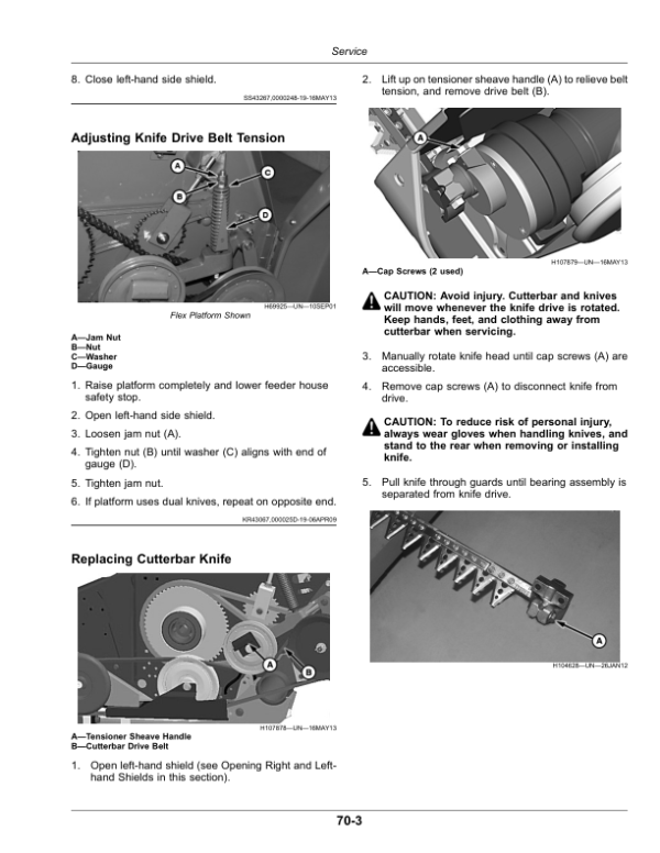 John Deere 620F, 622F, 625F, 630F, 635F Cutting Platforms (815001-) Operator’s Manual (OMHXE161163) Workshop Guide