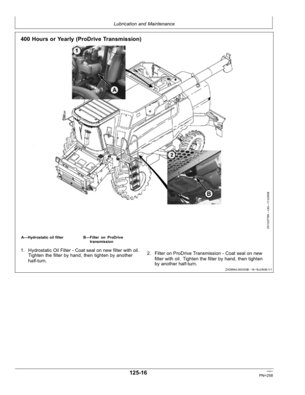 John Deere T670 Combine (085500-) Operator’s Manual (OMHXE17702) Workshop Guide