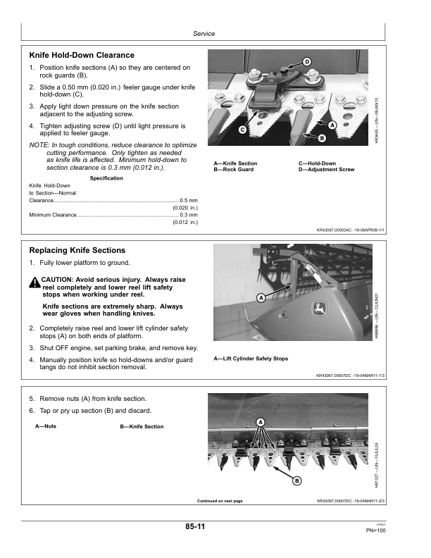 John Deere 600 F&R Series Cutting Platforms North America (745101-755000) Operator’s Manual (OMHXE30024) Workshop Guide
