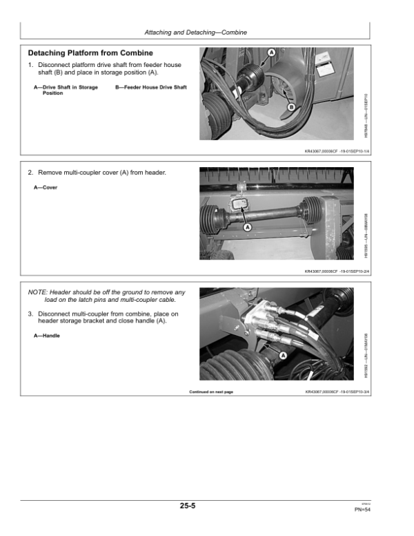 John Deere 600D Series Draper Platforms 625D, 630D, 635D & 640D North America (755001-765000) Operator’s Manual (OMHXE51599) Workshop Guide