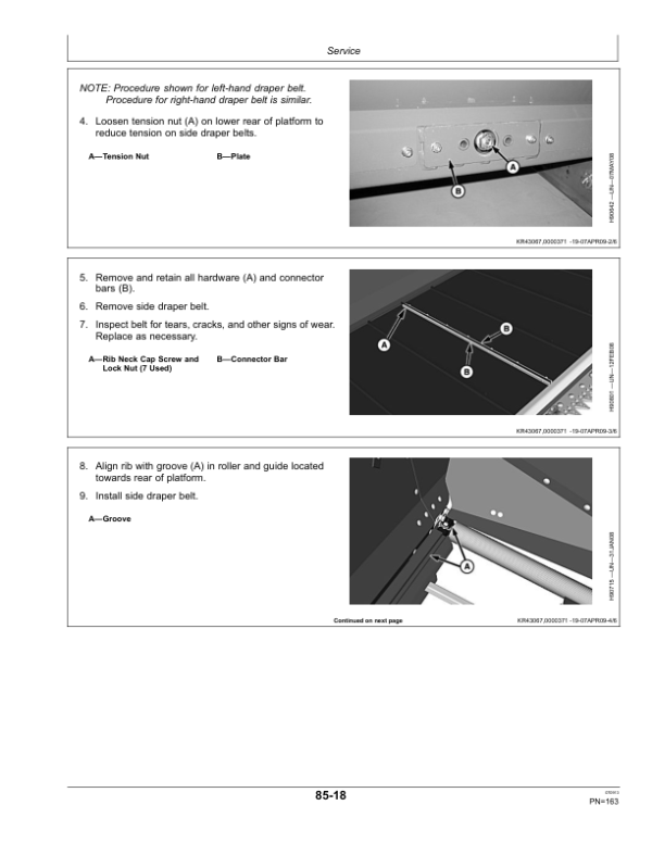 John Deere 600D Series Draper Platforms 625D, 630D, 635D & 640D Export Edition (765001-775000) Operator’s Manual (OMHXE69598) Workshop Guide