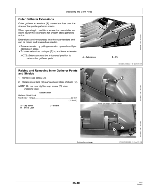 John Deere 600C Series Corn Head & StalkMaster North America (765001-775000) Operator’s Manual (OMHXE69727) Workshop Guide