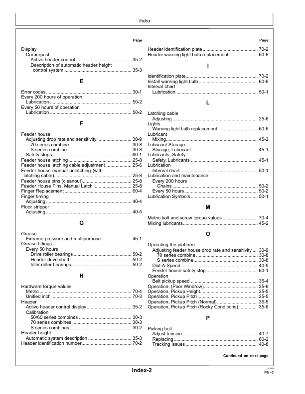 John Deere 600P Series (615P) Belt Pickup (765001-) Operator’s Manual (OMHXE69816) Workshop Guide