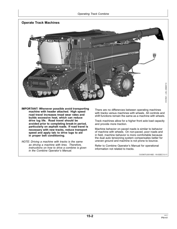 John Deere Rubber Track System Operator’s Manual (OMHXE70656) Workshop Guide