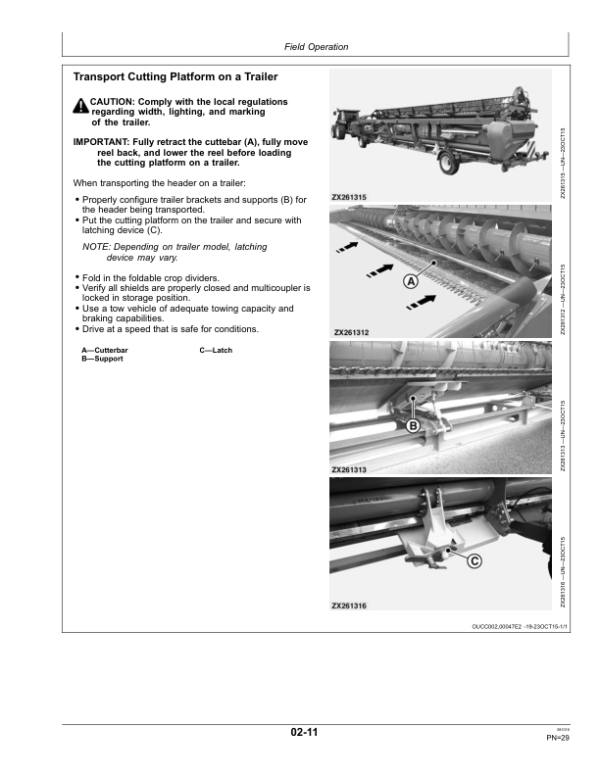 John Deere 600X Series Cutting Platforms Operator’s Manual (OMHXE73109) Workshop Guide