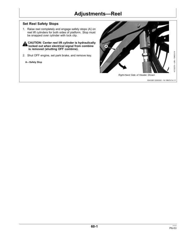 John Deere 645FD Series Flexible Draper Platforms Export Edition (775001-785000) Operator’s Manual (OMHXE79571) Workshop Guide