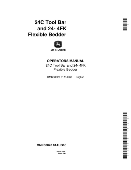 John Deere 24C Toolbar, 24-4FK Flexible Bedder Operator’s Manual (OMK38020) Workshop Guide