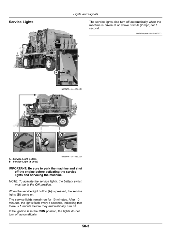 John Deere CP770 Cotton Picker (240001-248999) (North American) Operator’s Manual (OMKK108191) Workshop Guide