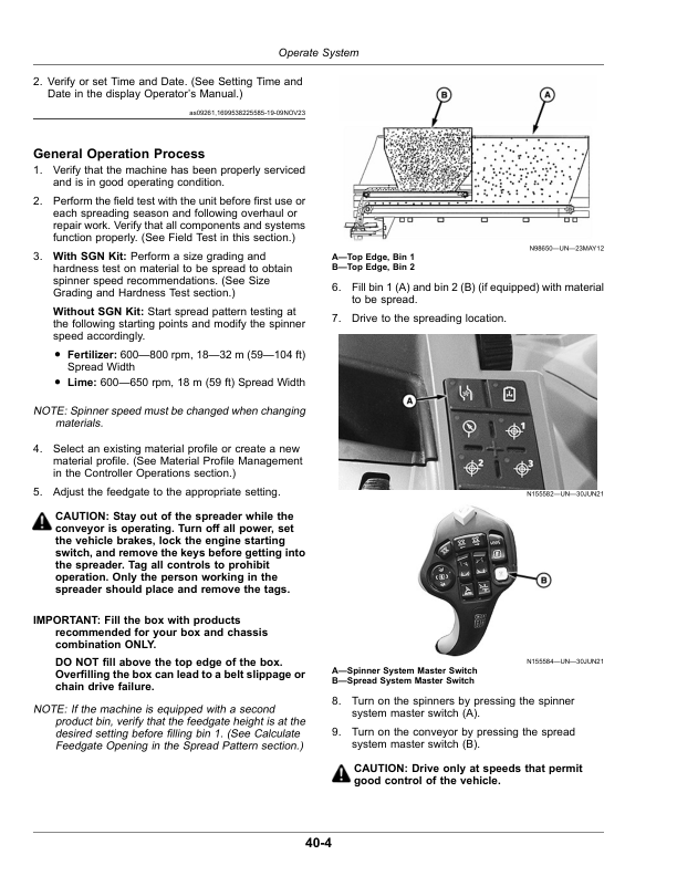 John Deere DS35 G4 Dry Spinner Spreader Operator’s Manual (OMKK113264) Workshop Guide