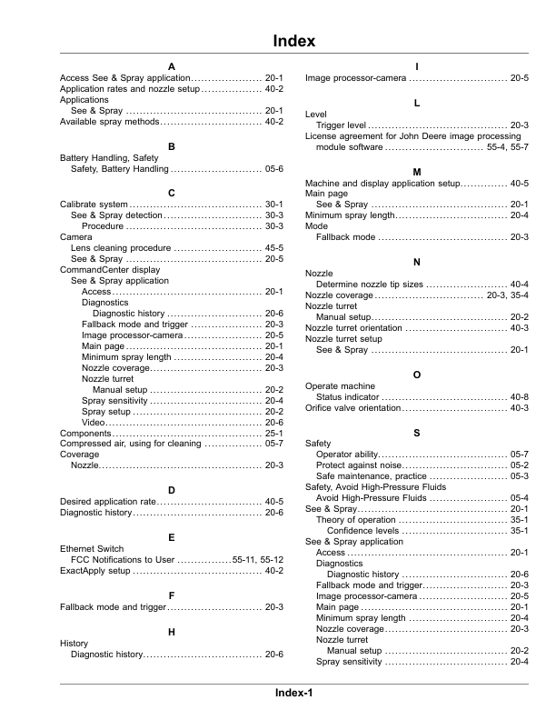 John Deere Sea & Spay Select 408R, 410R, 412R, 612R, 616R Self-Propelled Sprayers (Export) Operator’s Manual (OMKK123189) Workshop Guide